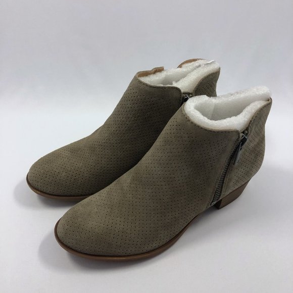 NEW! Suede Perforated Ankle Booties Lucky Brand Bayley 2 - Picture 1 of 8